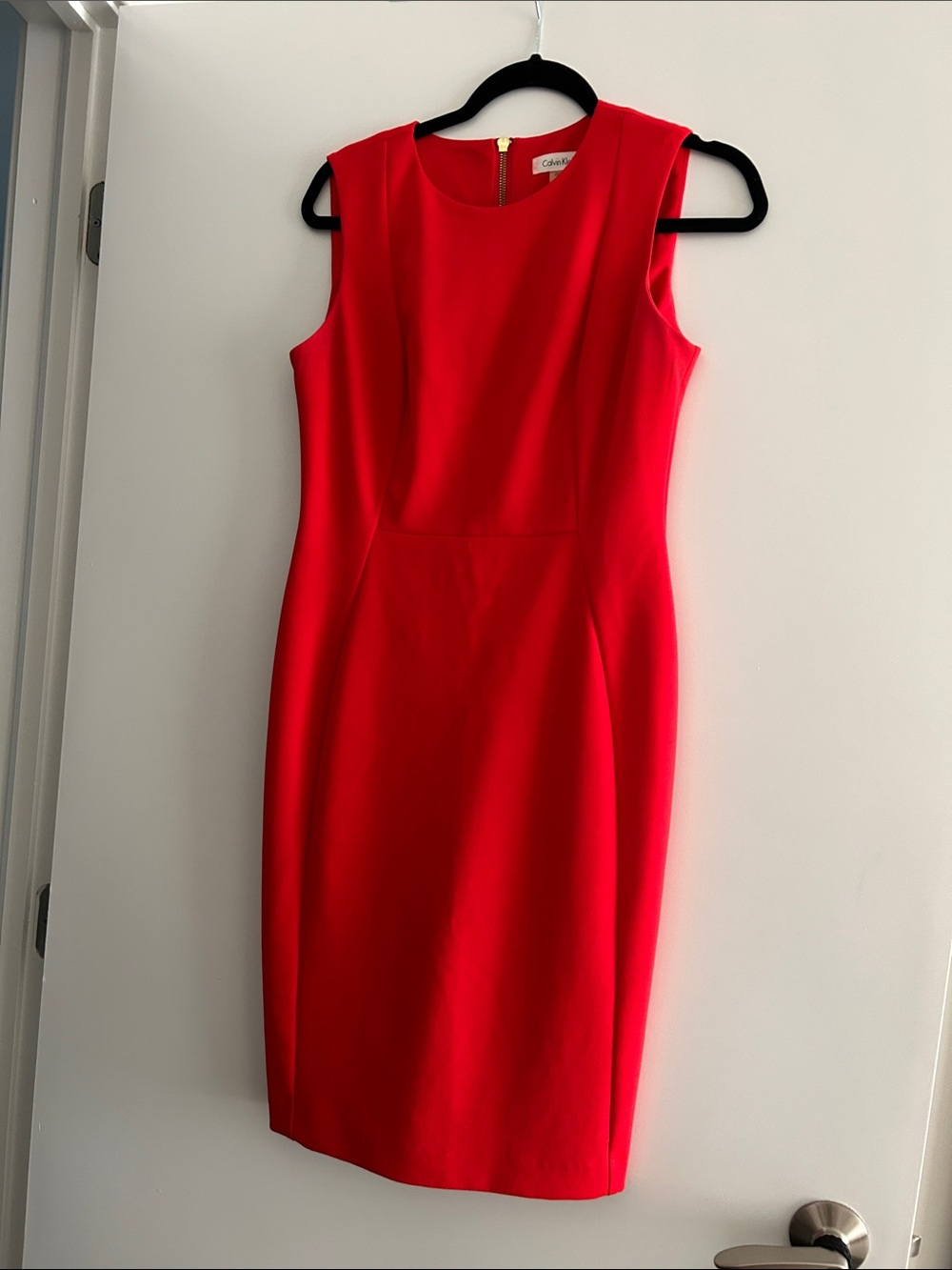 Calvin Klein Vibrant Red Sleeveless Sheath Dress